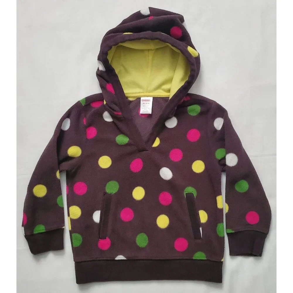 Gymboree Kids Girl's Microfleece Polka Dot Pullover Hoodie Size XS (3-4)